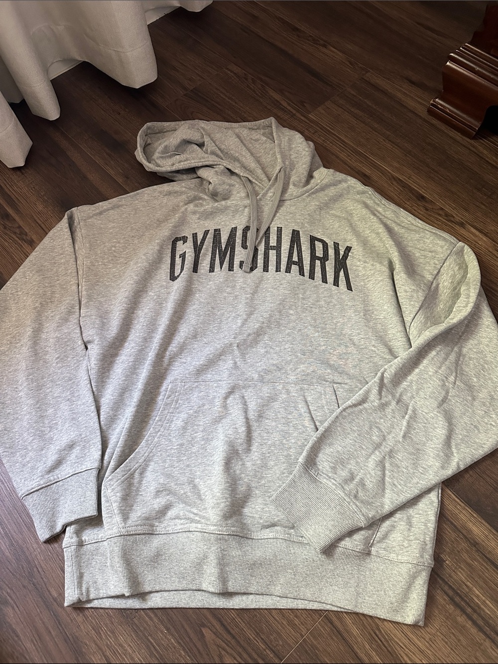 Gymshark Light Gray Pullover Hoodie with Black Logo